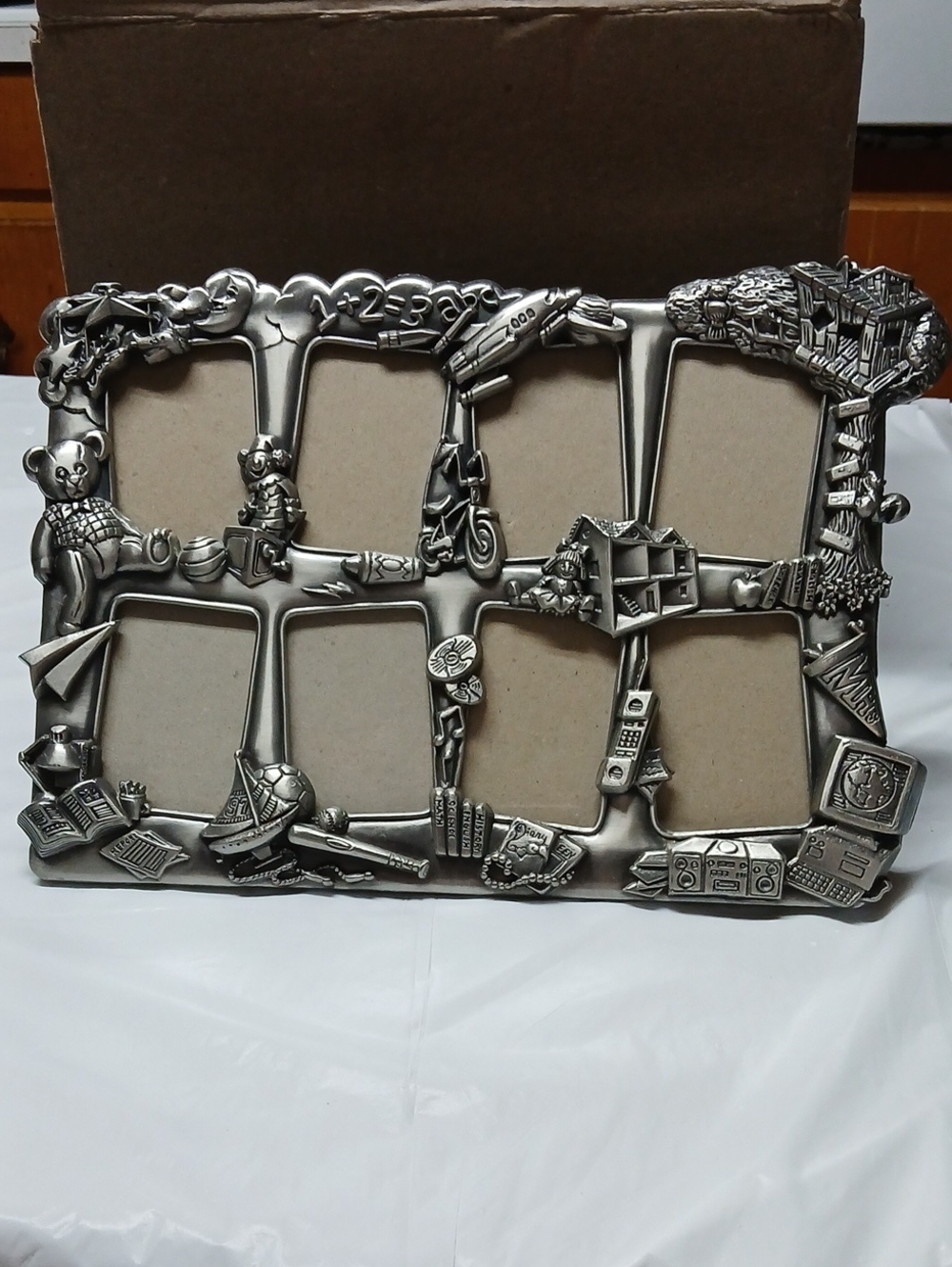 Royal Limited Vintage Pewter Childhood Theme 9 x 12 Multi-Photo Picture Frame